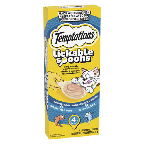 Temptations Lickable Spoons Adult Cat Treats Salmon and Tuna 40 g