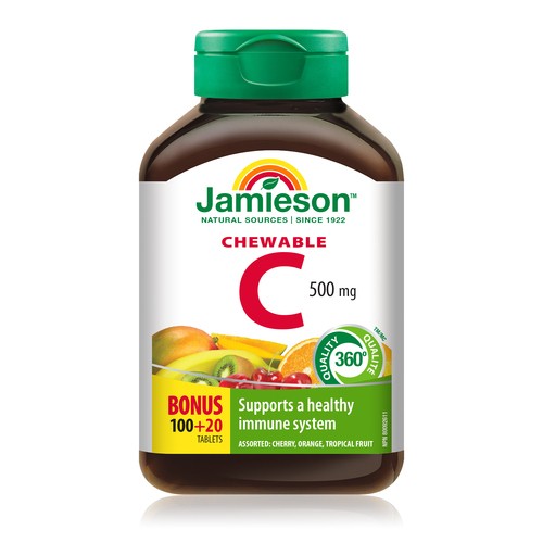 Jamieson Vitamin C Supplement 500 mg Tablets Bonus 120 Count
