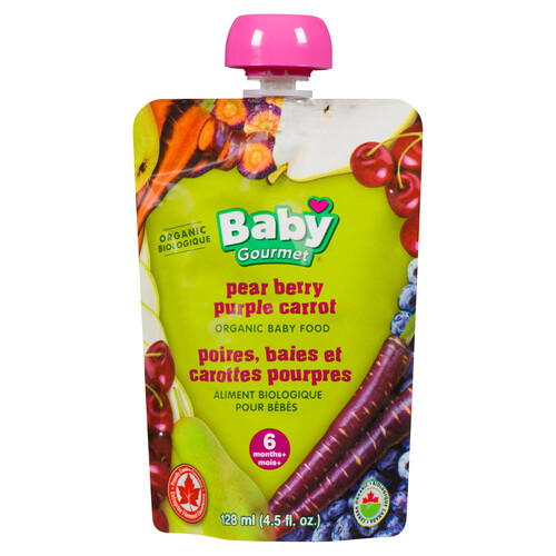 Baby Gourmet Organic Food Pear Berry Purple Carrot 128 ml