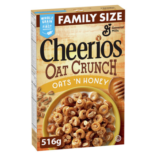 Cheerios Cereal Oat Crunch Oats 'N Honey Family Size 516 g