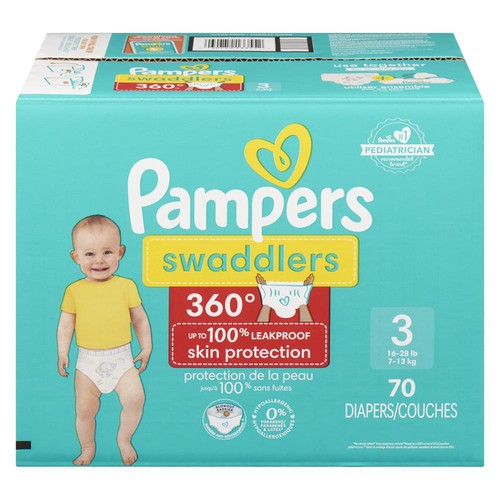 Pampers Swaddlers 360 Baby Diapers Size 3 Super 70 Count