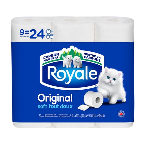 Royale Toilet Paper 2-Ply 9 Regular Rolls x 327 Sheets
