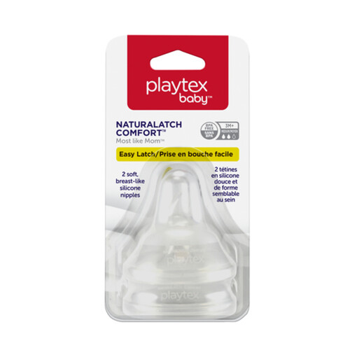 Playtex Naturalatch Silicone Bottle Nipples Medium Flow 3 Months 2 EA