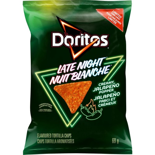 Doritos Late Night Tortilla Chips Creamy Jalapeño Popper Flavoured 69 g