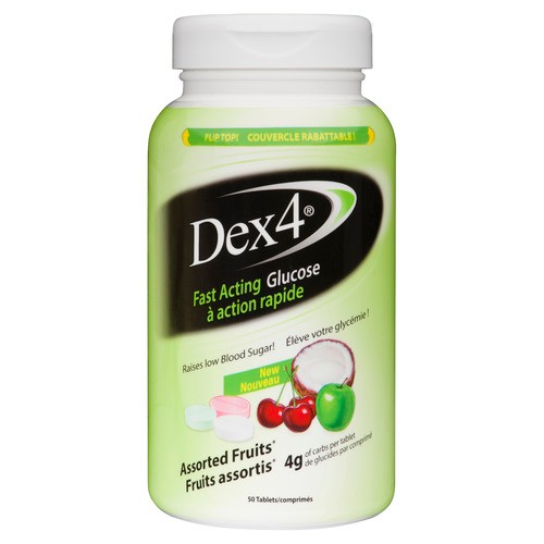Dex4 Fast Acting Glucose Tablets Assorted Fruits 50 Count