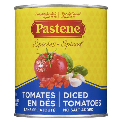 Pastene Diced Tomatoes Spiced No Salt 796 ml