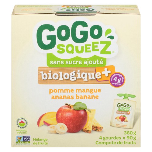 Gogo Squeez Organic Sauce Apple Mango Pineapple Banana 4 x 90 g