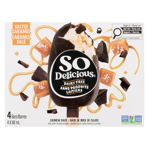 So Delicious Dairy-Free Cashew-Based Frozen Dessert Bars Salted Caramel 4 x 68 ml