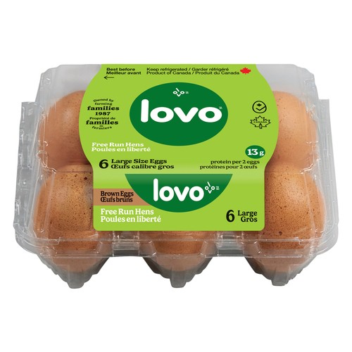 Lovo Brown Eggs Free Run Large 6 Count