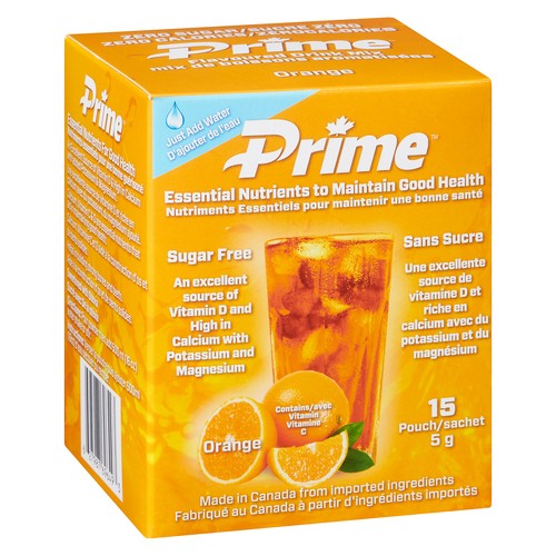 Prime Nutrition Drink Mix Orange Flavor 15 Pack