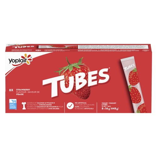 Yoplait 1% Yogurt Tubes Kids Snacks Strawberry 8 x 56 g