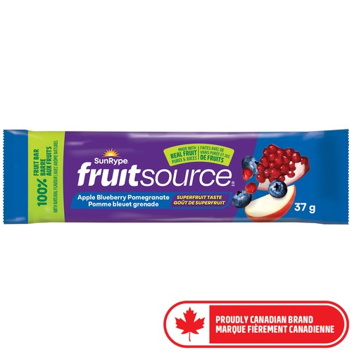 SunRype Fruitsource 100% Fruit Bar Apple Blueberry Pomegranate 37 g