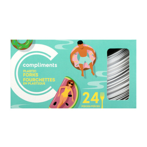 Compliments Plastic Forks White Full Size 24 Pack