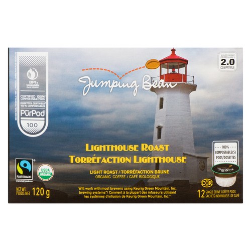 Jumping Bean Coffee Pods Lighthouse Roast 12 EA