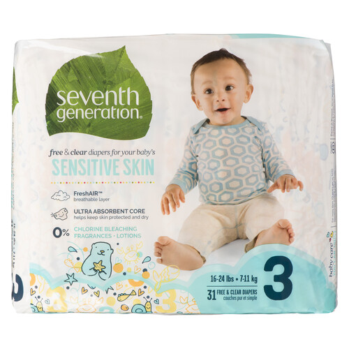 Seventh Generation Diapers Sensitive Skin No Fragrance Size 3 31 Count
