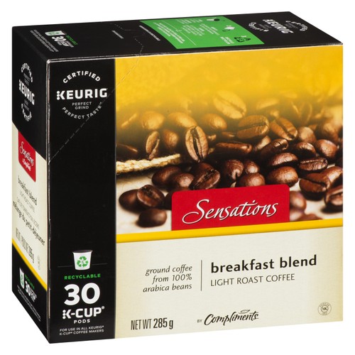 Sensations Coffee Pods Breakfast Blend Light Roast 30 K-Cups 285 g