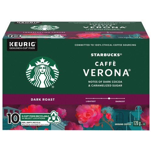 Starbucks Coffee Pods Café Verona Dark Roast 10 K-Cups 120 g