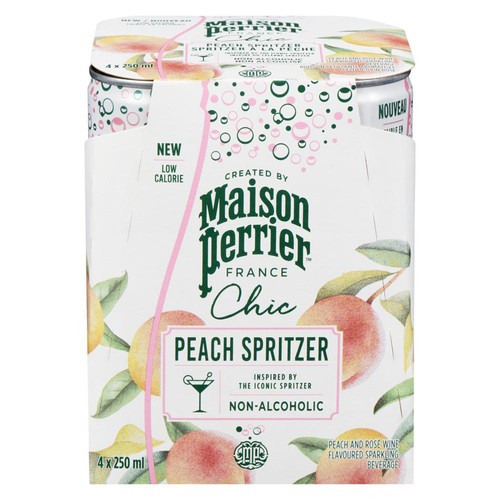 Maison Perrier Non Alcoholic Chic Peach Spritzer 4 x 250 ml (cans)