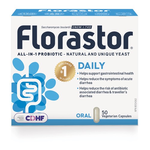 Florastor Daily Probiotic Vegetarian Capsules 50 Count 