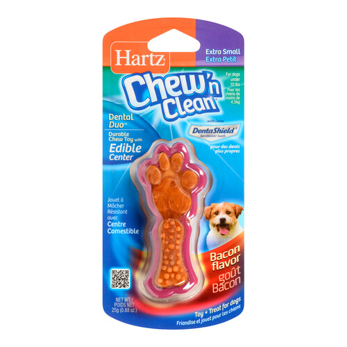 Hartz Dog Toy Chew 'n Clean Extra Small Bacon Flavour 1 Pack