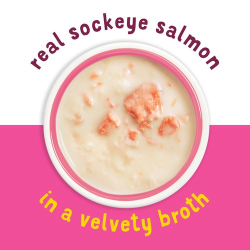 Friskies Lil' Soups Cat Food In Velvety Chicken Broth Sockeye Salmon 34 g