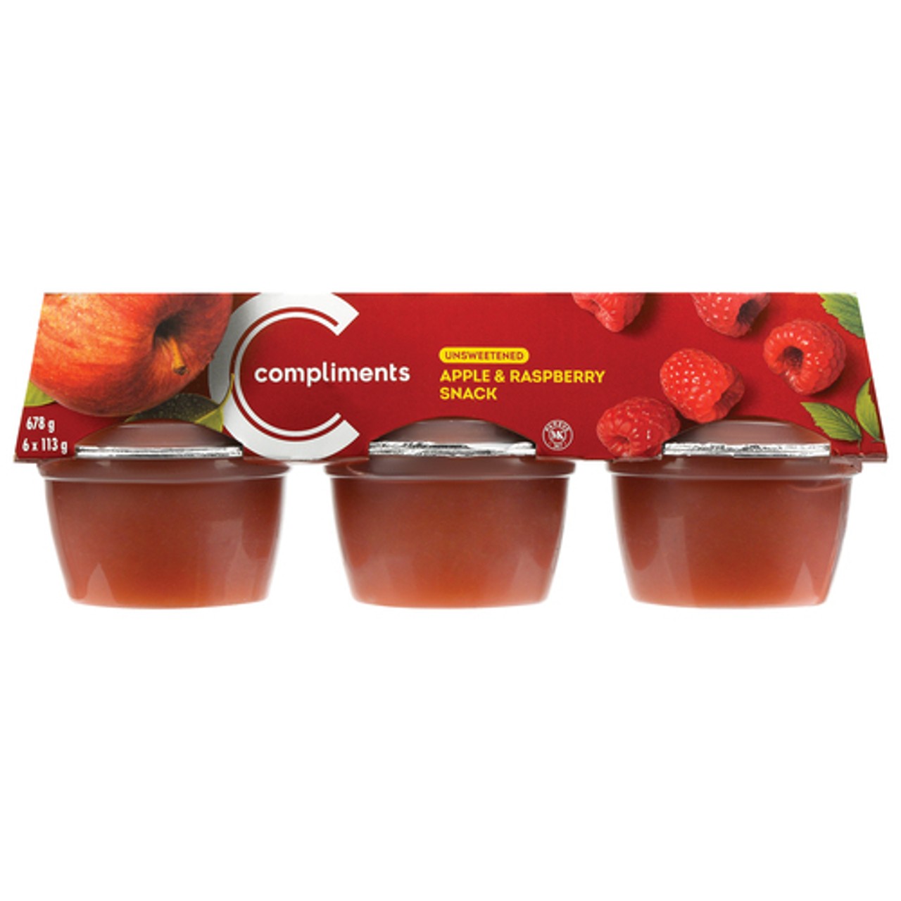Compliments Unsweetened Snack Cups Apple Raspberry 6 x 113 g - Voilà ...