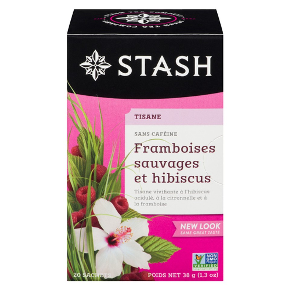Stash Tea Raspberry Stash Caffeine-Free Herbal Tea Wild Raspberry Hibiscus 20 Tea Bags ...