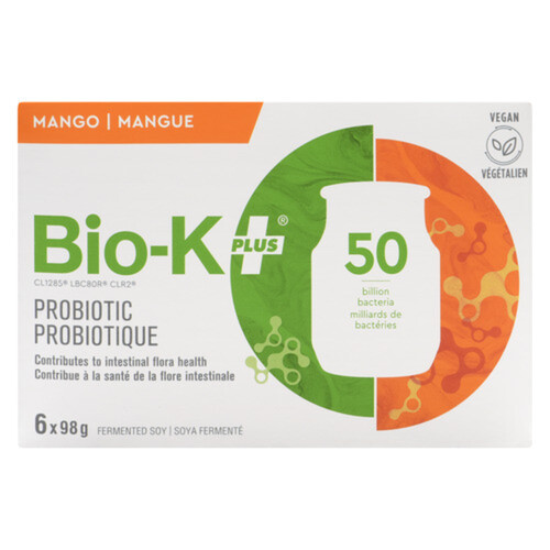 Bio-K Plus Vegan Gluten-Free Fermented Soy Probiotic Mango 6 x 98 g