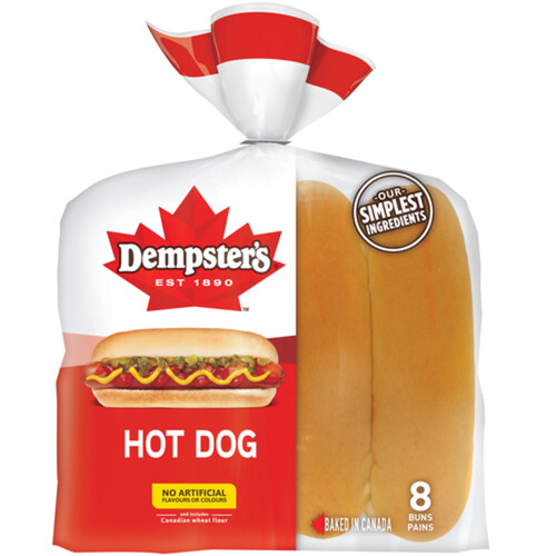 Dempster's Hot Dog Buns White 8 Pack 360 g