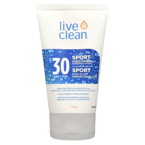 Live Clean Sport Sheer Mineral Sunscreen SPF 30 113 g