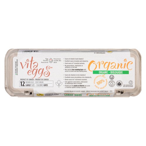 Vita Organic Eggs Large 12 Count