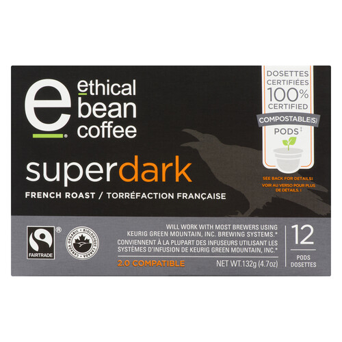 Ethical Bean Superdark Single Serve Coffee Pods Dark Roast 132 g