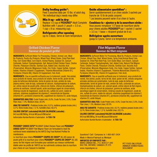 Pedigree Wet Dog Food Choice Cuts In Gravy Filet Mignon & Chicken 8 x 100 g