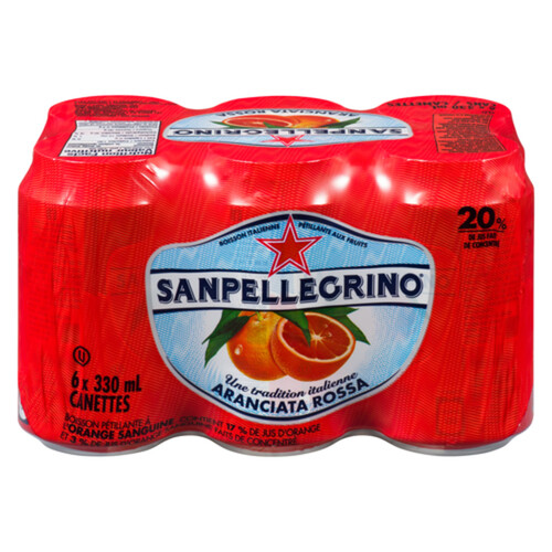 San Pellegrino Sparkling Fruit Drink Aranciata Rossa 6 x 330 ml (cans)