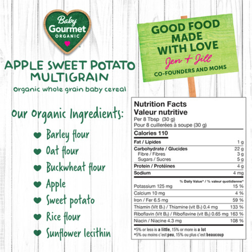 Baby Gourmet Organic Cereal Apple Sweet Potato Multigrain 208 g