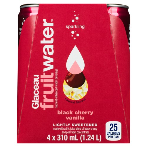 GLACÉAU Sparkling Fruitwater Black Cherry Vanilla 4 x 310 ml