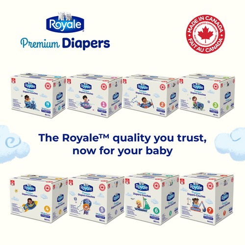 Royale Premium Disposable Baby Diapers Super Pack Size Newborn 84 Count