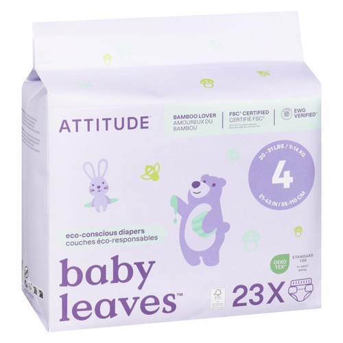 Attitude Baby Leaves Eco-Conscious Diapers Size 4 23 Count