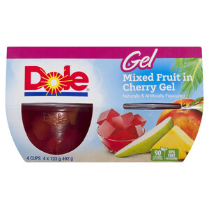 Dole Fruit Cups Mixed Fruit & Cherry In Gel 4 x 123 g