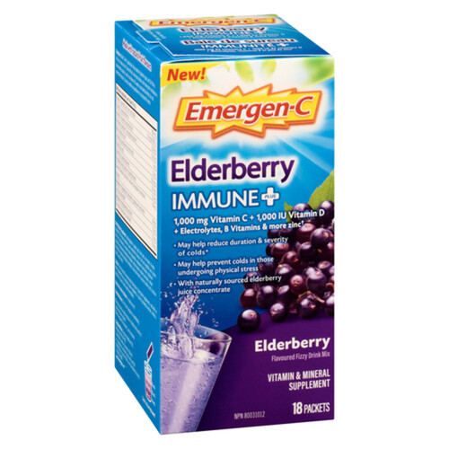 Emergen-C Vitamins Immune Plus Elderberry 18 Count