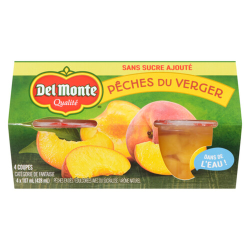 Del Monte Fruit Cups Packed In Water Orchard Peaches 4 x 107 ml