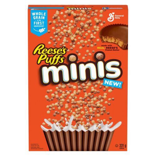 Reese's Puffs Minis Breakfast Cereal Peanut Butter Chocolate Whole Grains 331 g