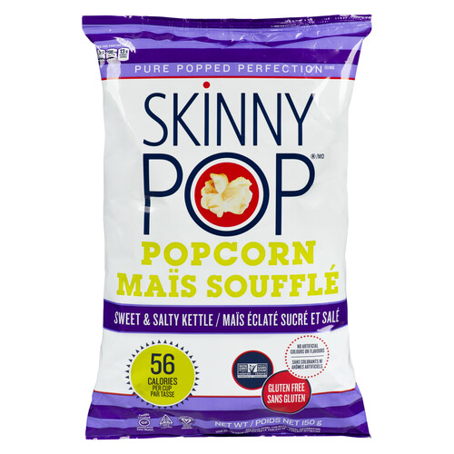 SkinnyPop Gluten-Free Kettle Popcorn Sweet & Salty 150 g