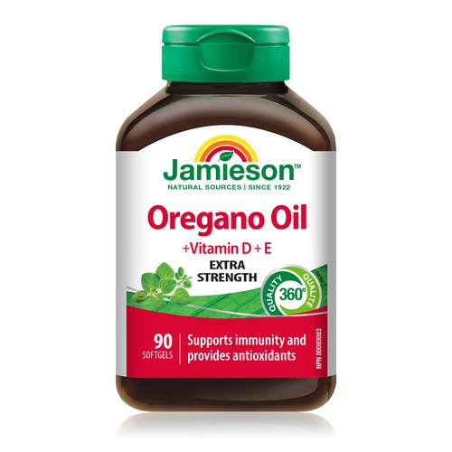Jamieson Oregano Oil With Vitamin D & E Extra Strength Softgels 90 Count