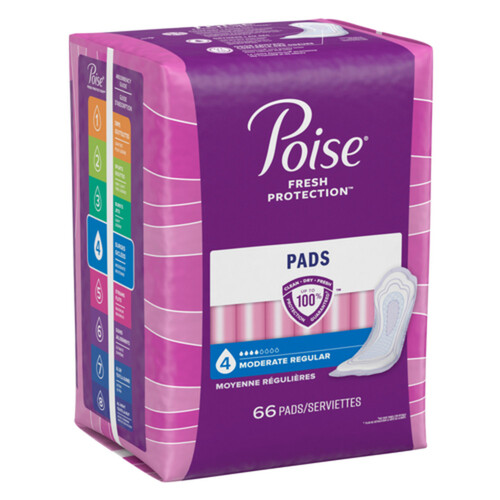 Poise Bladder Protection Pads Moderate Regular Length 66 Count