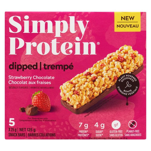 Simply Protein Peanut-Free Snack Bar Dipped Strawberry chocolate 5 Pack 125 g