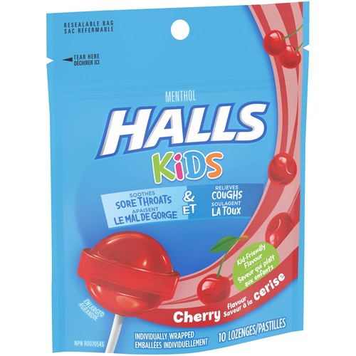 Halls Kids Lozenges Lollipops Cherry 10 EA