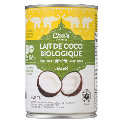 Cha's Organic Coconut Milk Light 400 ml