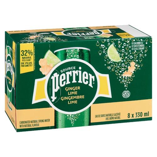 Perrier Sparkling Water Ginger Lime 8 x 330 ml (cans)