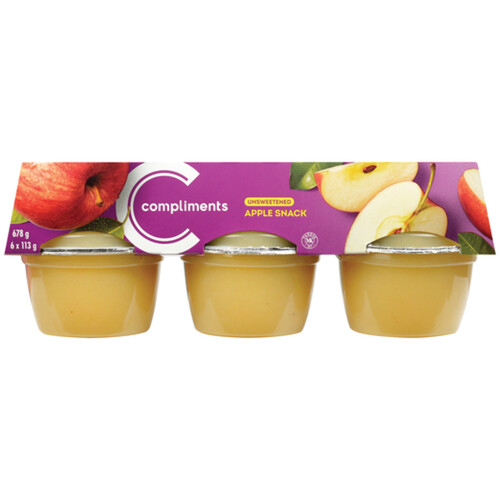 Compliments Apple Snack Cups Unsweetened 6 x 113 g